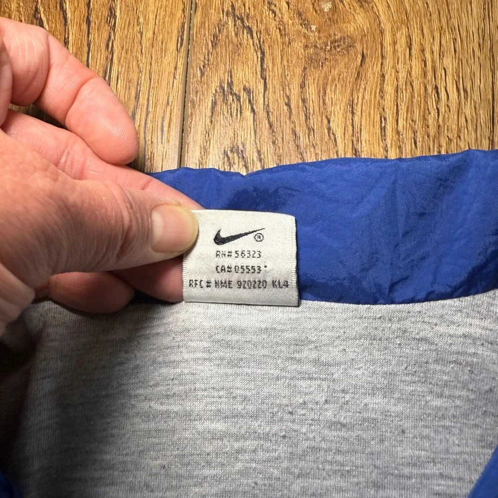 VTG 90s Nike Windbreaker Jacket Blue Yellow Stripe Full Zip Youth Medium M 10-12
